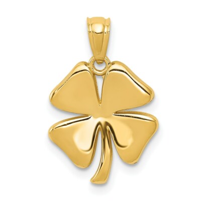 14k Yellow Gold Polished 4 Leaf Clover Charm Pendant