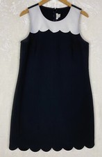 J. Crew Dress Womens 6 Sheath Scallop Detail Black White Business Career Office