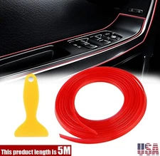 5M Car Door Panel Edge Gap Line Insert Molding Trim Strip Car Accessories Red US