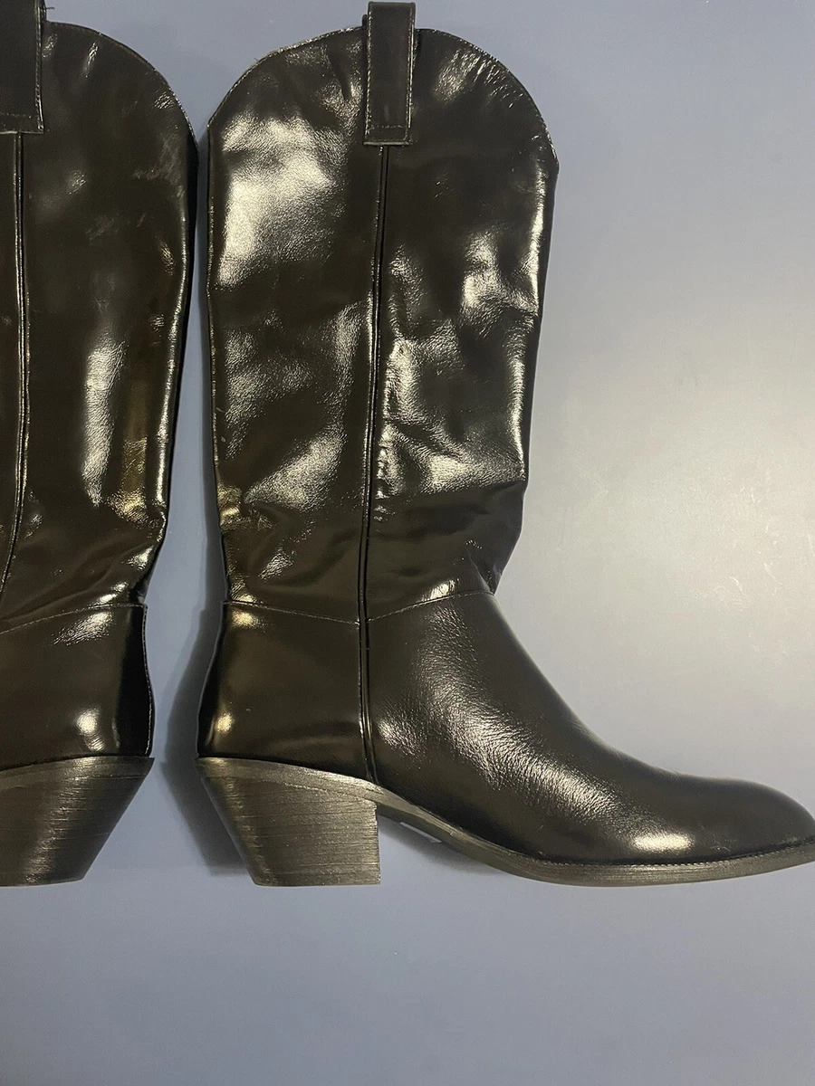 New JEFFREY CAMPBELL Blade 2 Western Riding Boots Black Leather Size US 9.5