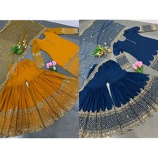 BOLLYWOOD INDIAN PAKISTANI SALWAR KAMEEZ WEDDING PARTY WEAR DRESS SUIT SHARARA