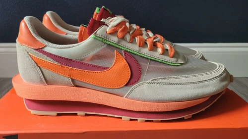 DS Nike x Sacai x GERINNSEL LDWaffle tiefrot/grün Bohne/Orange Blaze Gr.14
