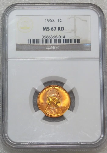 1962 P Lincoln Cent NGC MS67RD Bright Red with Magnificent colour PQ #R5A