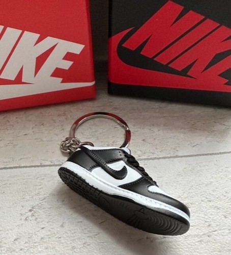 Mini Pandas 3D Trainer Dunks SB sneaker Black White Keyring Keychain Only No Box - Picture 3 of 7