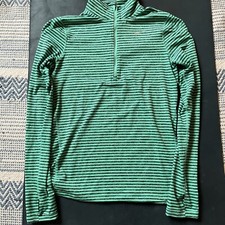 Nike 1/4 Zip Pullover Small Green Stripe