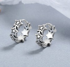 S925 Sterling Silver Star Huggie Hoop Earrings