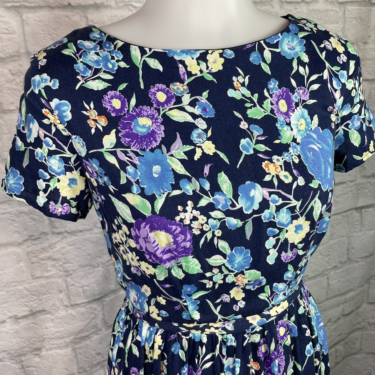forever 21 blue and white floral dress Floral Print A-Line Mini Dress