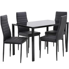Dining Room Table Set 5-Piece Kitchen with 4 Faux Leather Metal Frame Chairs