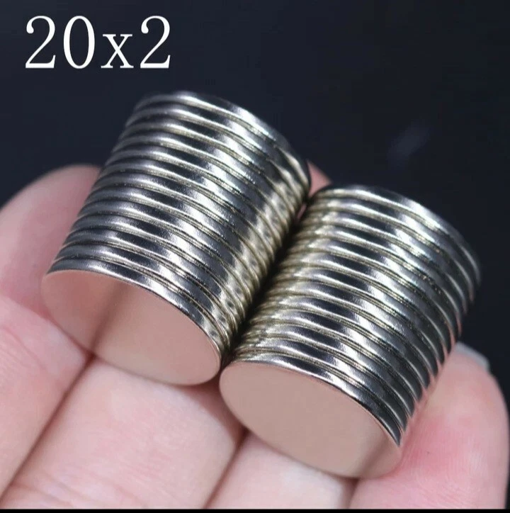 MAGMAN N48- 5 x NEODYMIUM MAGNET DISCS VERY STRONG - 20mm dia x 2mm thick Fast Ship