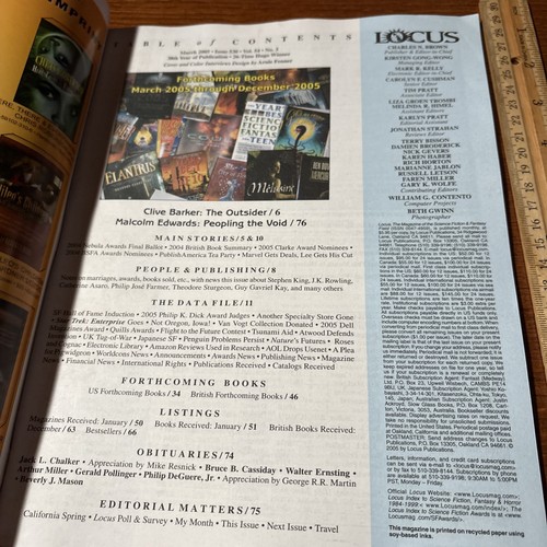VTG 2003 Sci-Fi Locus Magazine: Clive Barker / Malcolm Edwards Interview - Picture 2 of 7
