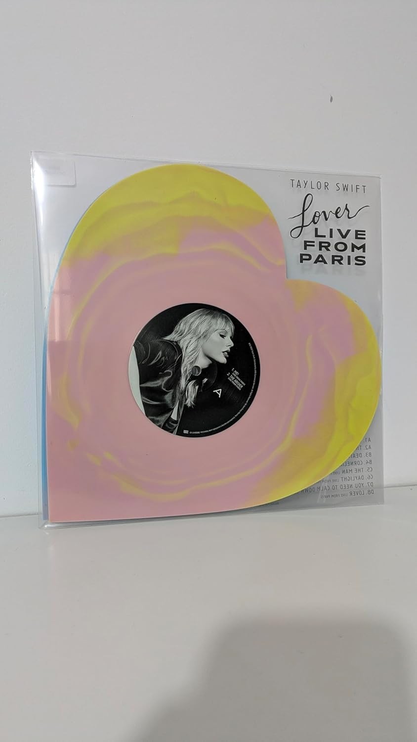 Taylor Swift Lover (Live From Paris) Heart Shaped Vinyl 2025 BLue Pink Marbled