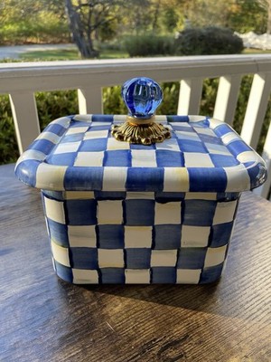 Mackenzie Childs Royal Check Lidded Canister Recipe Box