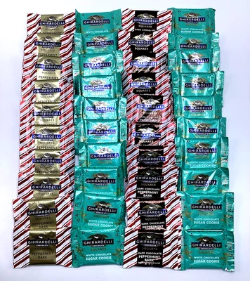 1 Lb Ghirardelli Chocolates Squares -BULK -46 pc Dark-Milk-White Peppermint Bark