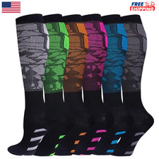 6 Pairs Compression Socks Knee High 15-20mmHg Graduated Support Men's Women's
