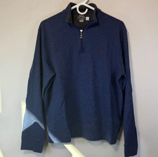 Polo Ralph Lauren Heather Blue Quarter Zip Pullover Men's Sz Large Cotton Blend