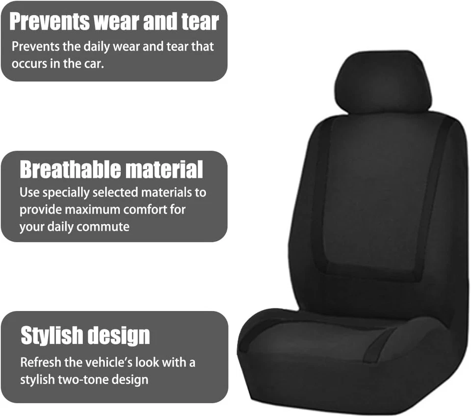 Juego completo de funda de asiento de lujo de 5 asientos negra poliéster para todos Jeep Foto 3 de 4