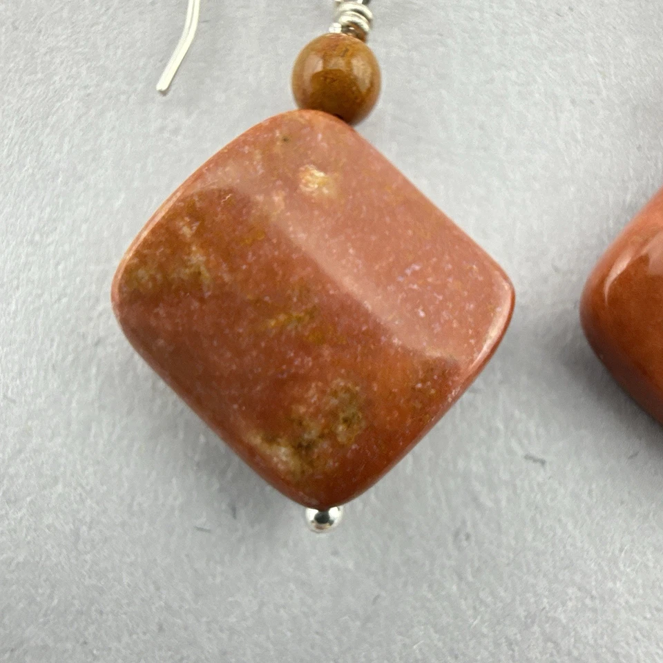 Pendientes Jay King Jaspe Rojo Plata de Ley Cuelgan Cuadrados DTR Modernos Foto 3 de 4