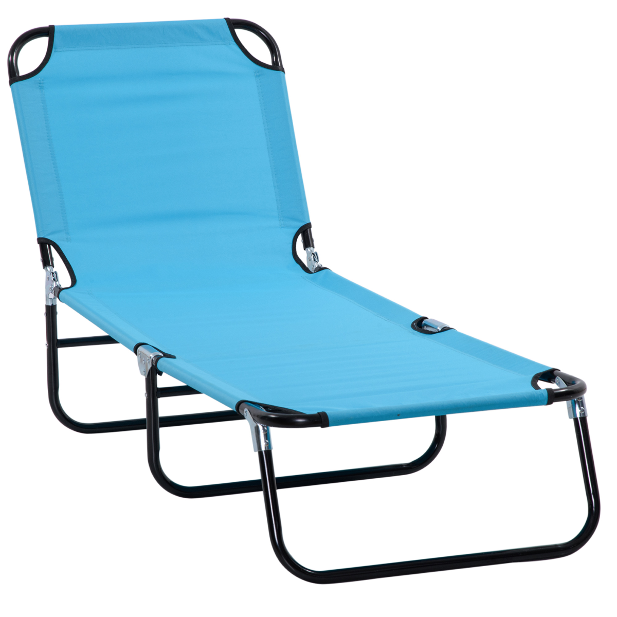 Outsunny Reclining Lawn Chaise Lounge Folding Chair Adjustable Backrest - Blue