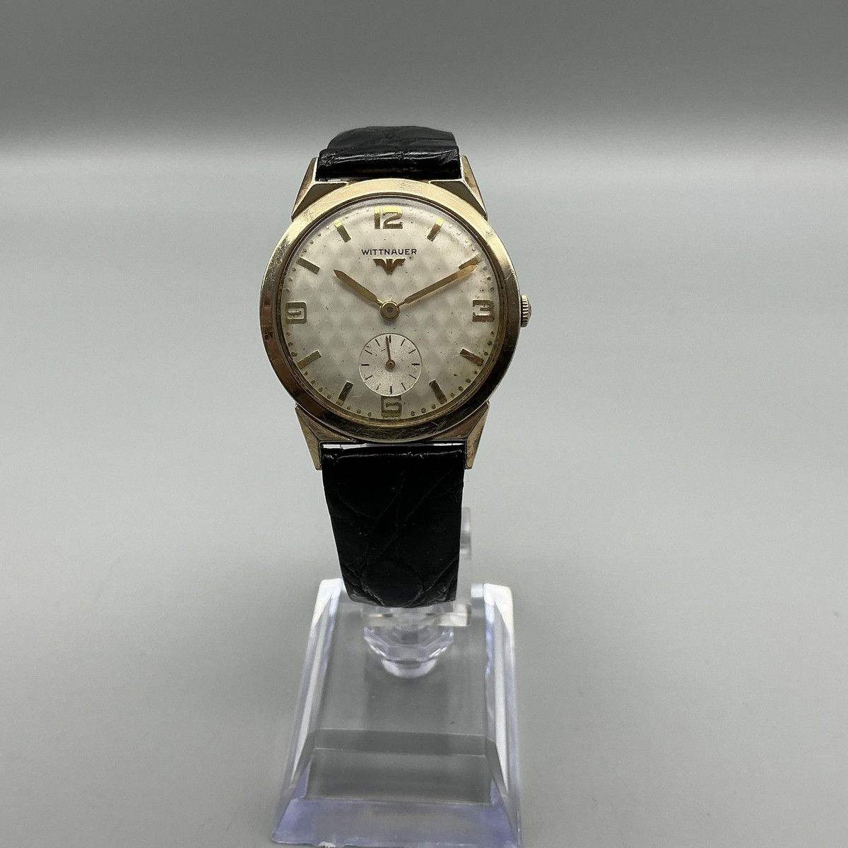 Vintage Wittnauer Golf Ball Mens Watch 32mm Cream Dial 10K RGP 