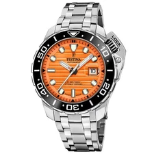 New FESTINA Swiss Made 47mm Orange Dial Odyssey Diver Men's Watch F20043/3