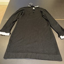 Vince Camuto Back Sweater Dress With White Neck And Sleeve Trim Size Medium