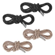 2-Pair Rhinestone Shoelaces 63" Crystal Cords for Sneakers Black, Champagne