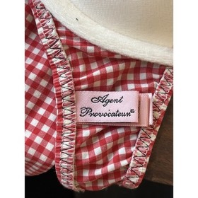Agent Provocateur Red White Gingham Check Bull Skull Halter Bikini Swim Bra 32B