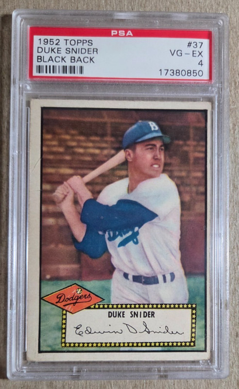 1952 Topps Duke Snider PSA 4 Brooklyn Dodgers #37 Black Back