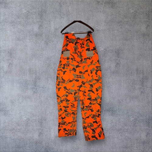 Woolrich Mens XL Blaze Orange Camo Hunting Coat & Overalls BIBS Pocket USA ZIP - Picture 13 of 18