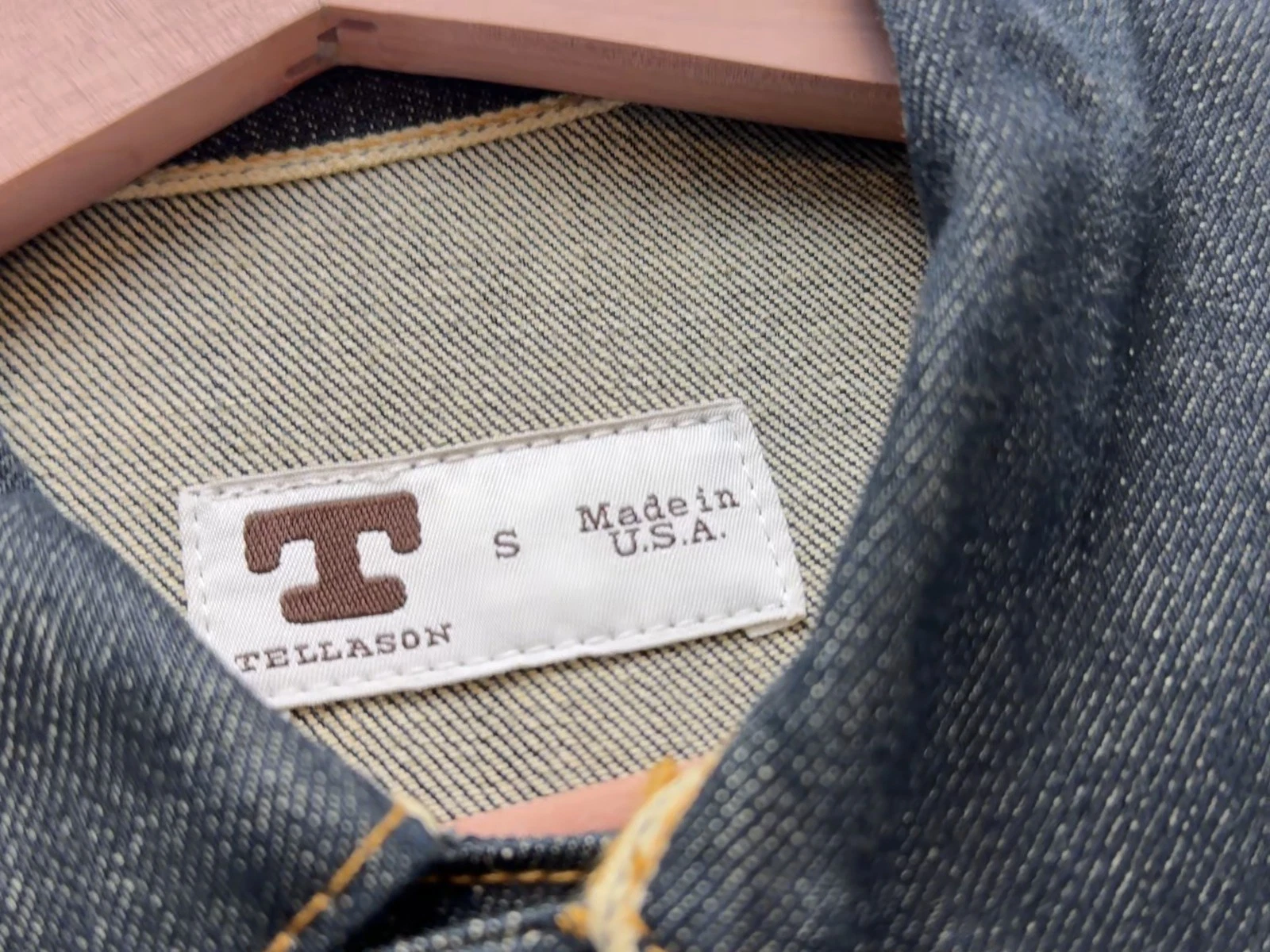 Tellason Type III Cone Mills White Oak S Mens Denim Jacket USA NWOT P2P 19.5 - product detail image 4