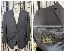 Jos A Bank 46L Men's Blazer Gray Subtle Pinstripe 90's 2000's