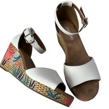 Zapatos alpargata de cuña para mujer Me Too talla 6M playeros tropicales bordados