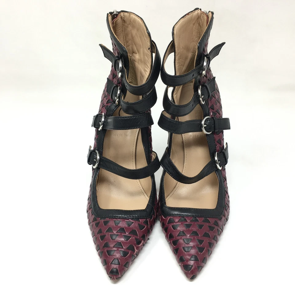 J Crew Mary Jane насос каблуки сандалии сабо туфли женский размер 7 черный фиолетовый Италия - Изображение 4 из 4