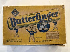 Dated 1936 Butterfinger Candy Bar Store Display Box, Curtis Cartoon Graphics