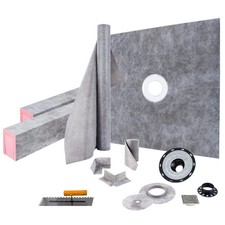 Shower Curb Kit, 48"x48" Watertight Shower Curb Overlay with 4" PVC Central B