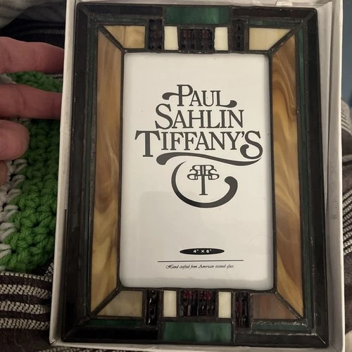 Vintage Paul Sahlin Tiffanys Art Deco Stained Glass Photo Frame, 4x6"