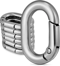 10Pcs Metal Spring Oval Rings Round Carabiner Key Ring Clip 3/4 inch, Silver 