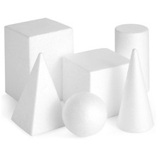 Foam Shapes Set - 6-Pack, White, 2.5-5.9 in - Geometric Shapes for Drawing  ...