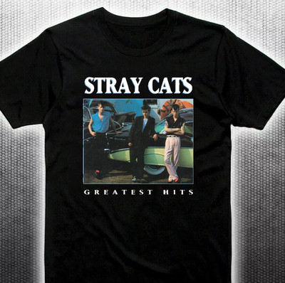NEW! Stray Cats Black Cotton Shirt All size S-5XL Xmas Gift CS88