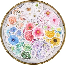 Knaid Flower Stickers Set (360 Pieces) Decorative Assorted Floral Sticker for Sc