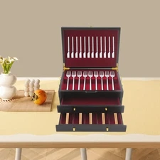 Wooden Silverware Chest, Silverware Storage Box, Silverware Case with Handle