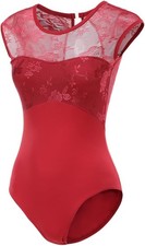 NWT Women's Red Short Sleeve Ballet Leotard Bodysuit SZ S