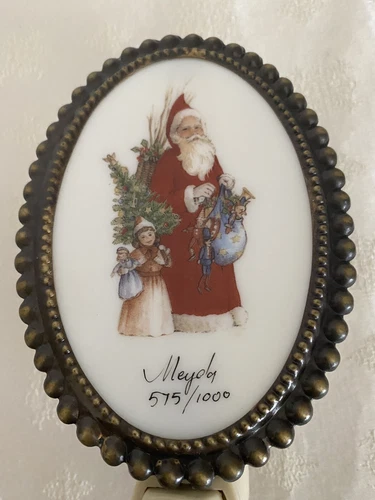 Meyda Tiffany custom light signed and numbered Santa, child , tree night light