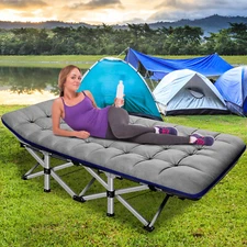 Portable Folding Camping Cots Hiking Sleeping Bed W/2-side Mattress&Storage Bag
