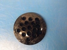 VINTAGE BLACK AMETHYST GLASS 16 HOLE FLOWER FROG 4 3/8"