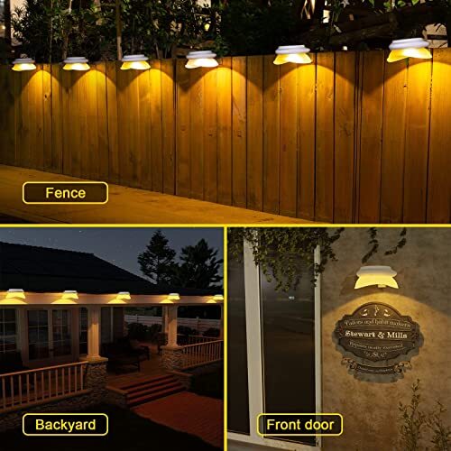 Backyard Lights, 6 Pack Solar Fence Lights with 9 LED 6Pack- Warm White Light - Picture 3 of 7
