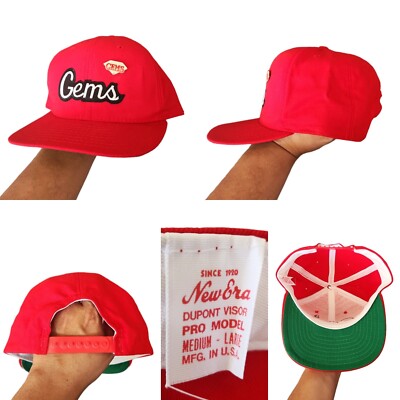 VTG Rare Gems 70s New Era San Snapback Cap Hat W/ Diamond Pin Dupont Visor Snap 