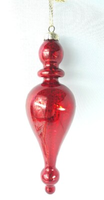 Finial Red Glass Ornament Large Shiny Glossy Christmas 8 Inch