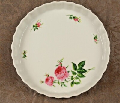 Christineholm Porcelain Rose Pattern Quiche Tart Pie Plate