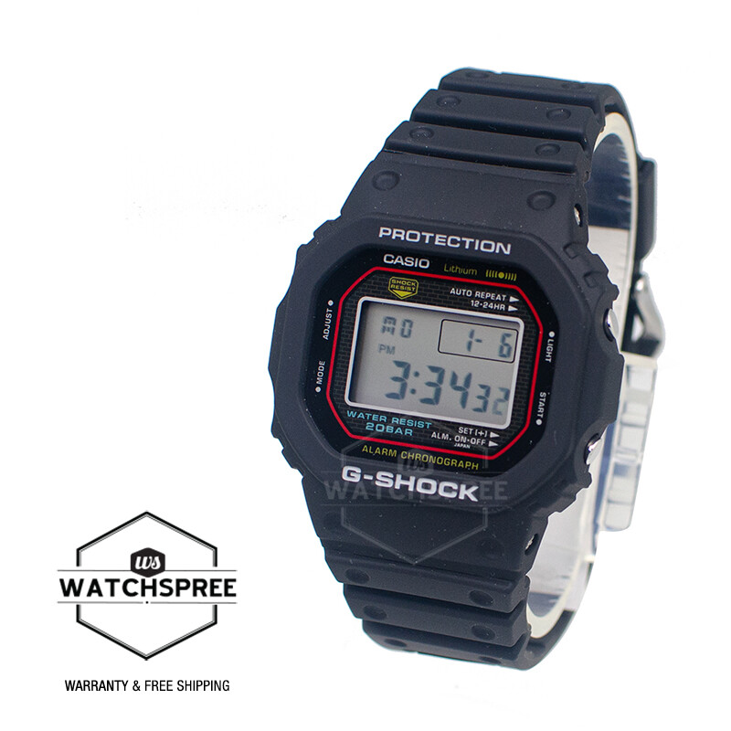 Reloj Casio G-Shock (Hecho en Japón) Recrear Banda de Resina Negra Base Biológica DW-5000R-1A